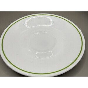 Set of 2 Saucer Plates, Corelle Corning Shadow Iris, 6.25" White with Green Rim
